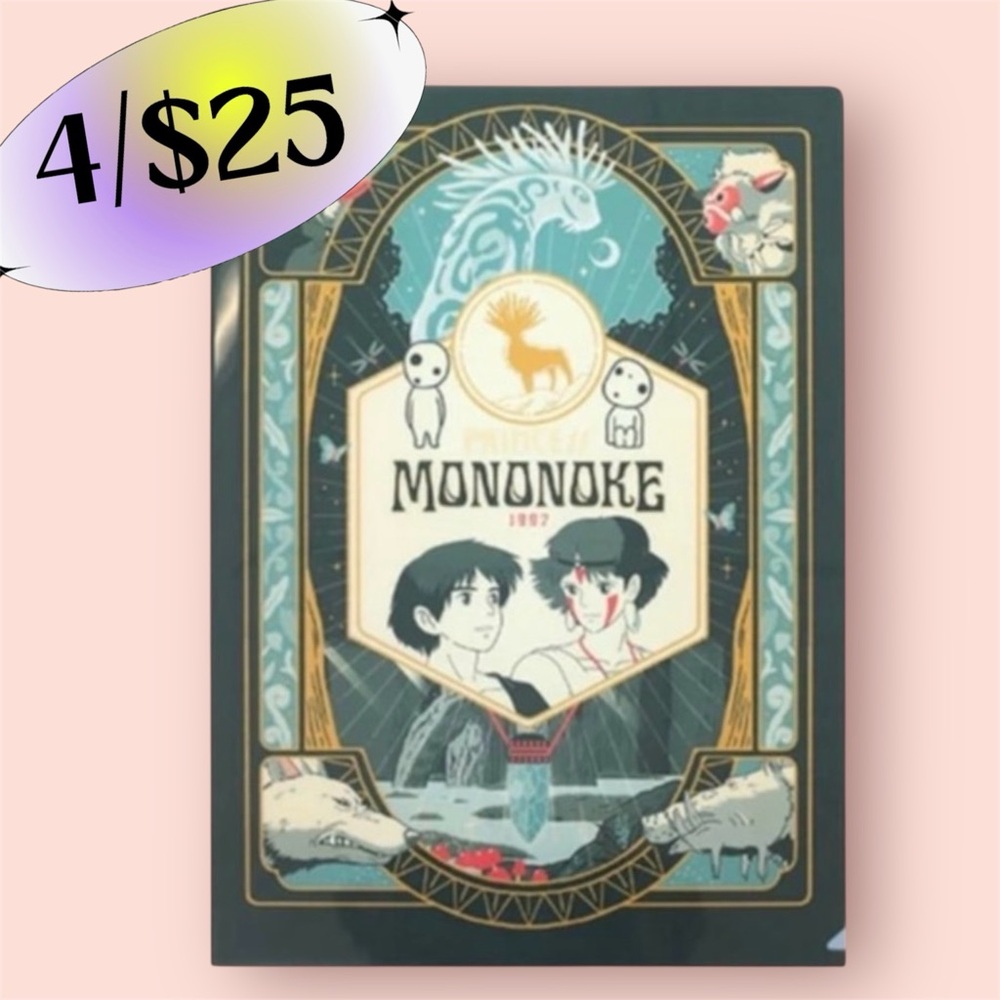 4/$25 Studio Ghibli Princess Mononoke Clear File Folder Retro Frame Japan